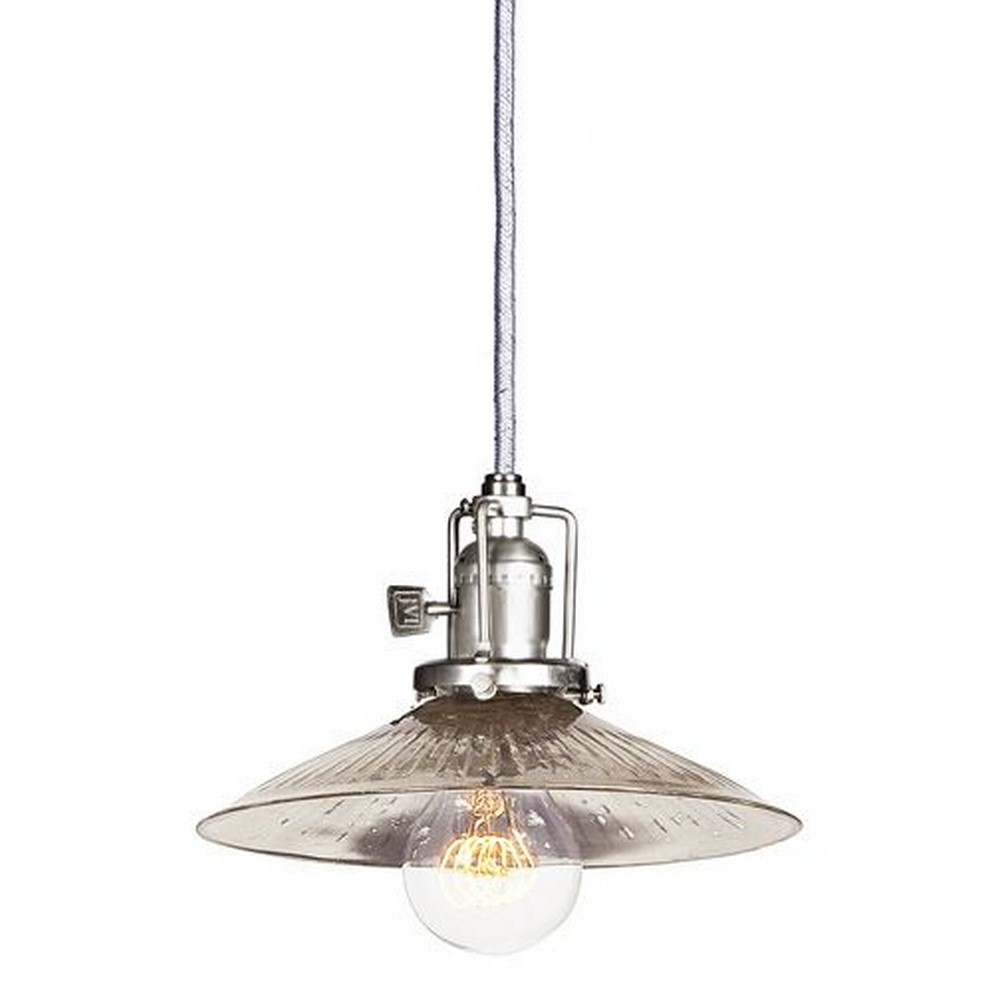 JVI Designs-1200-17 S1-SR-Union - One Light Square Pendant Pewter Finish S1-SR:  Antique Mercury Ribbed 8 Wide, Mouth Blown Glass Shade